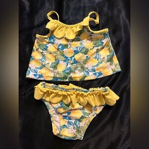 Yellow Lemon Print Swimsuit Set